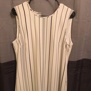 Pinstriped Calvin Klein dress.